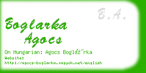 boglarka agocs business card